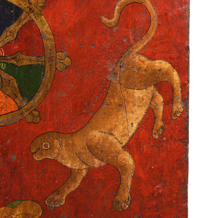 Fish-Otter Detail From Antique Original Painted Tibetan Door | Indigo Antiques