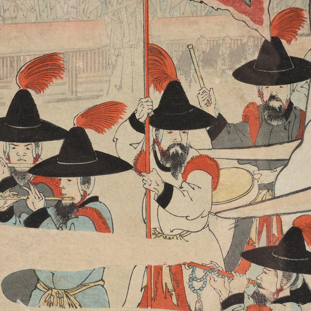 Detail From Original Japanese Triptych Woodblock Print - Chikanobu Elephant | Indigo Antiques