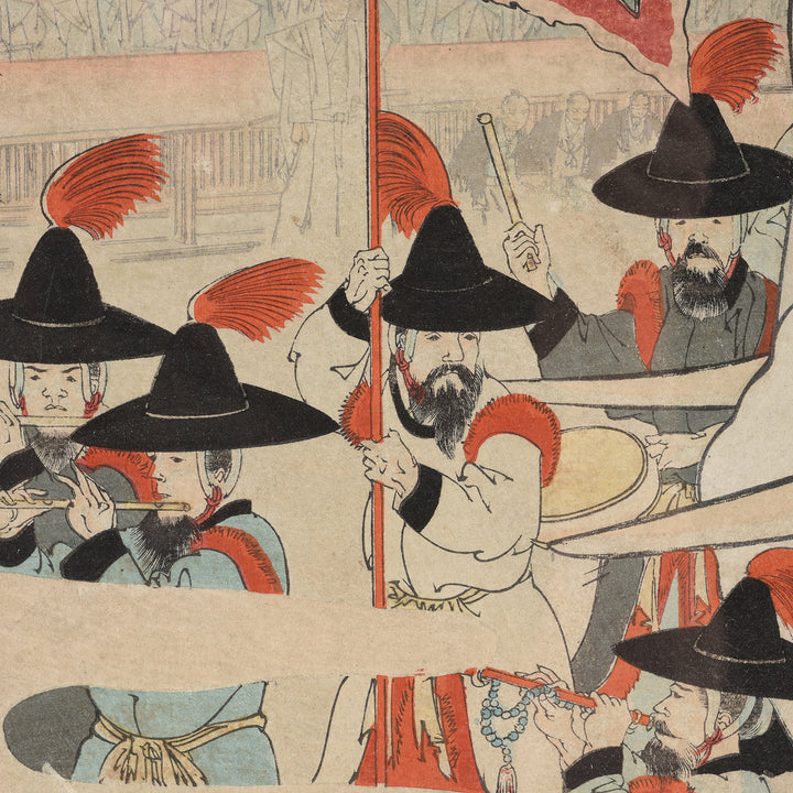 Detail From Original Japanese Triptych Woodblock Print - Chikanobu Elephant | Indigo Antiques