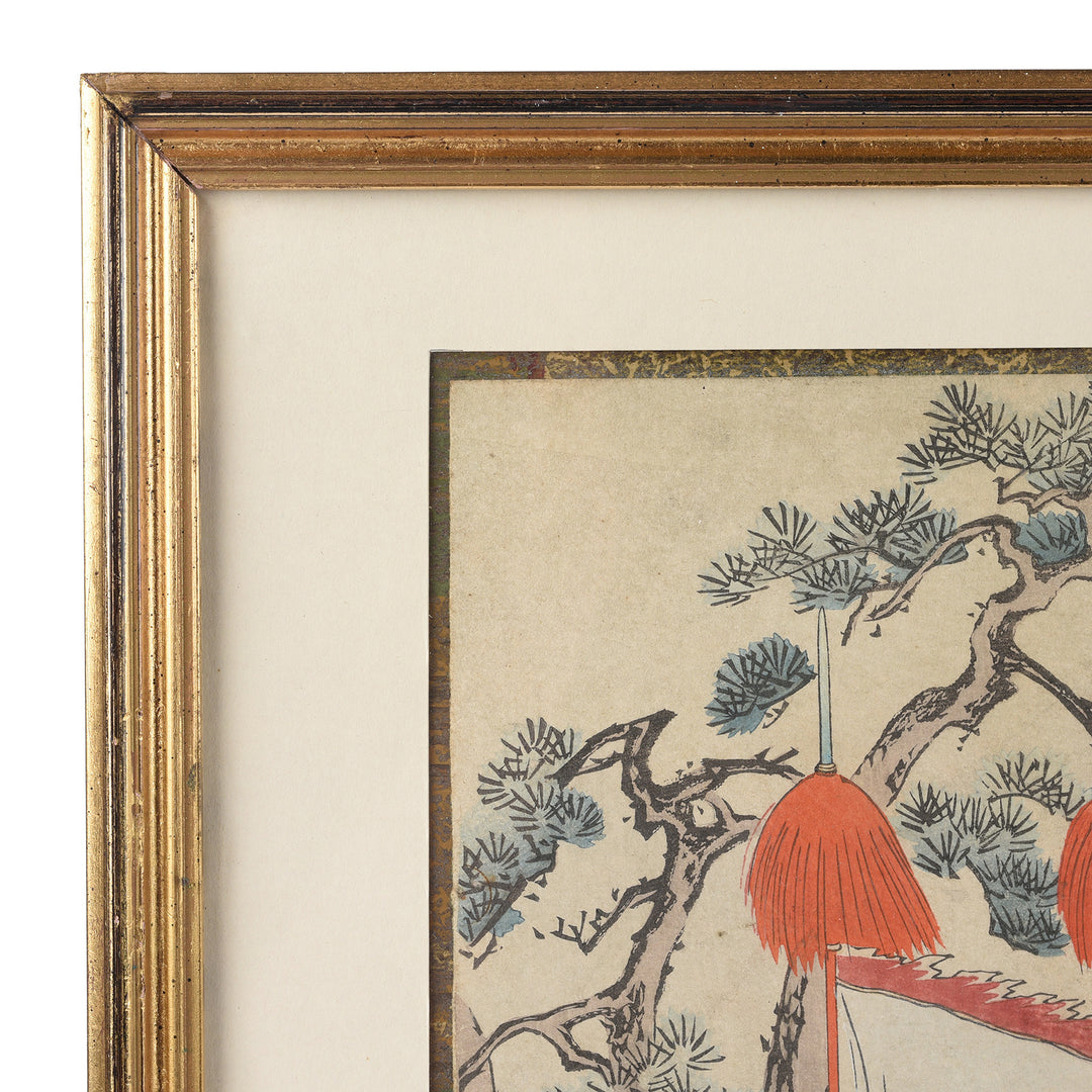 Frame Detail From Original Japanese Triptych Woodblock Print - Chikanobu Elephant | Indigo Antiques