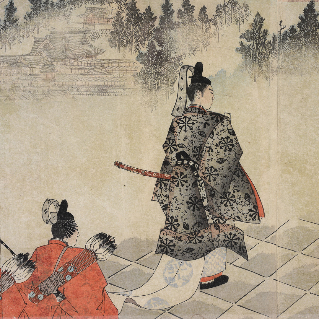 'Visit Of The Prince At Nikko shrine' Original Woodblock Print by Toyohara Chikanobu