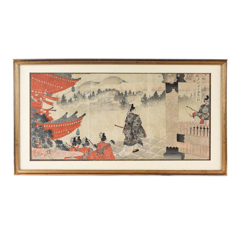 'Visit Of The Prince At Nikko Shrine' Original Woodblock Print by Toyohara Chikanobu - Ca 1897