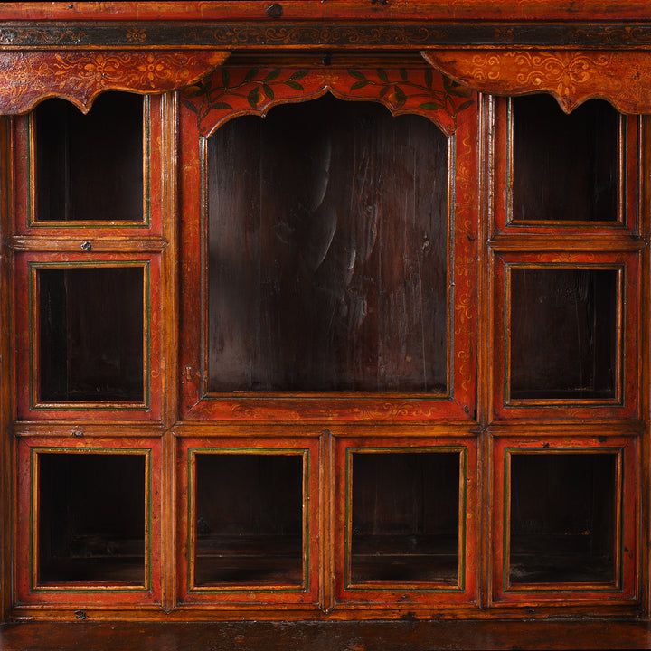 Detail From Centre Of Antique Painted Tibetan Tabletop Cabinet - | Indigo Antiques