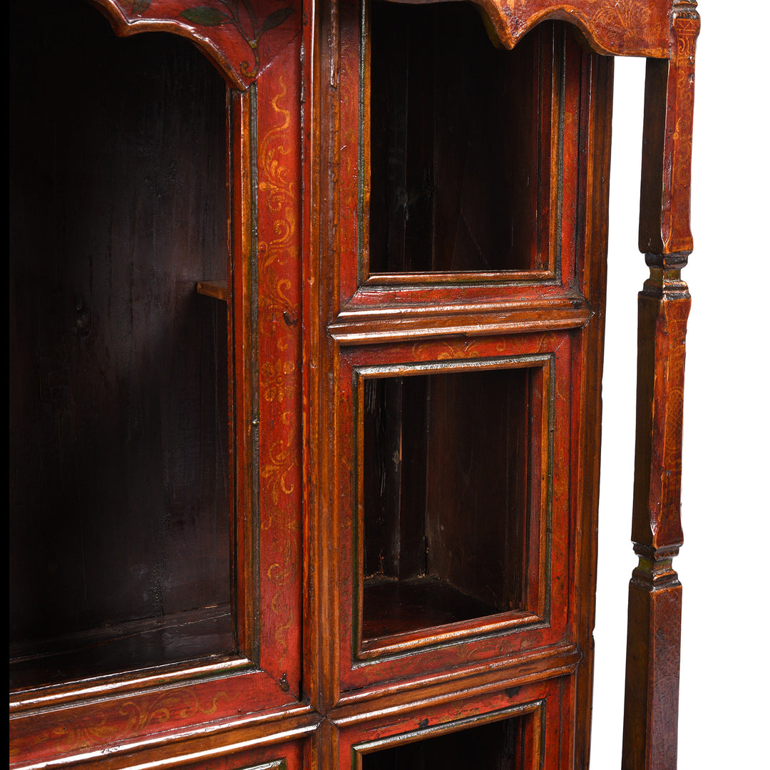 Interior Detail From Antique Painted Tibetan Tabletop Cabinet - | Indigo Antiques