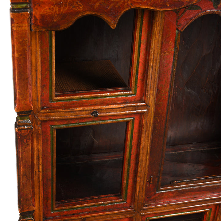 Interior Detail From Antique Painted Tibetan Tabletop Cabinet - | Indigo Antiques