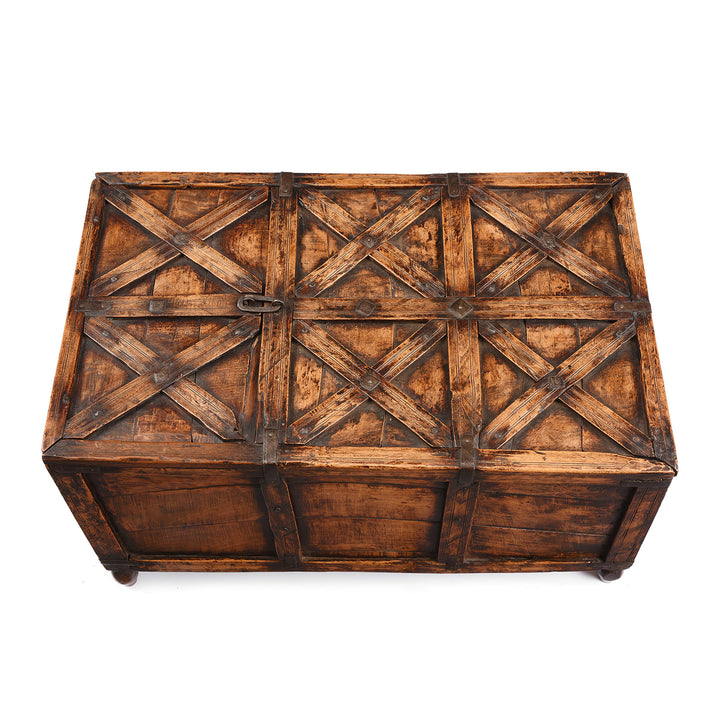 Top Down View Of Antique Stick Box from Rajasthan | Indigo Antiques