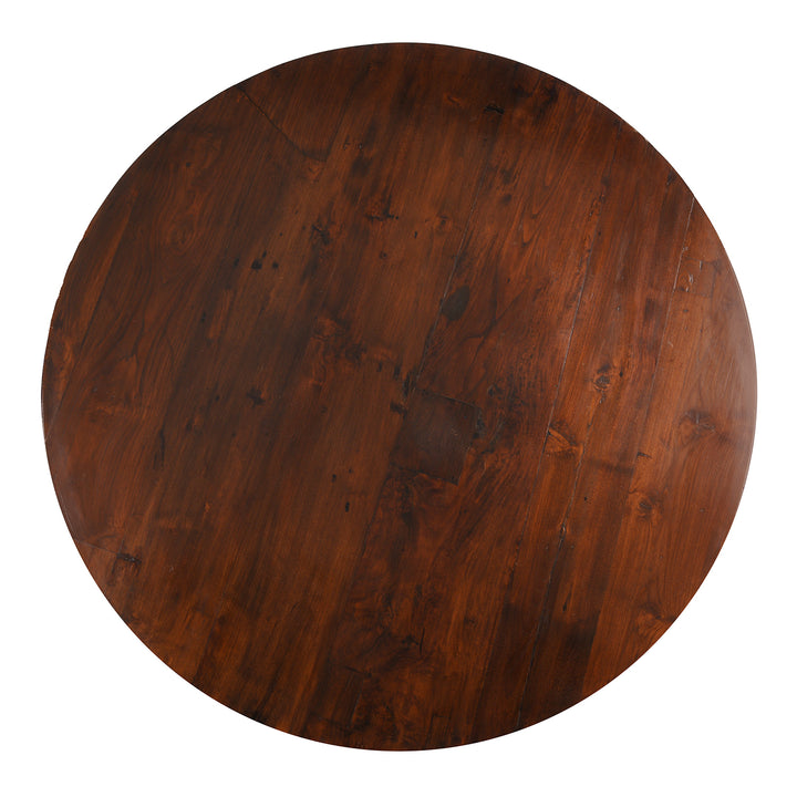 Top Down VIew Of Round Dining Table Made From Reclaimed Teak | Indigo Antiques