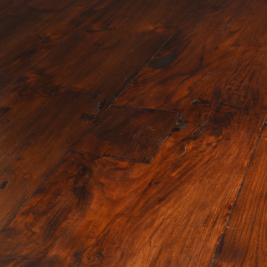 Patch Detail From Round Dining Table Made From Reclaimed Teak | Indigo Antiques