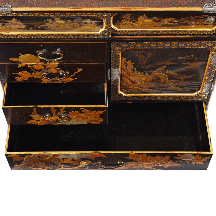Interior Of Gilt Black Lacquer Kodansu From Japan - Meiji Period | Indigo Antiques