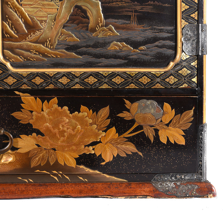 Detail From Gilt Black Lacquer Kodansu From Japan - Meiji Period | Indigo Antiques