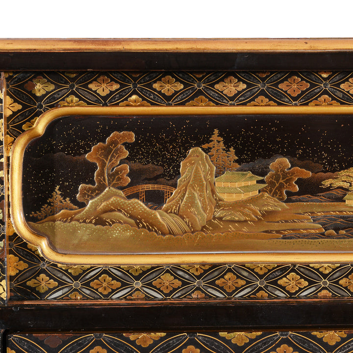 Detail From Gilt Black Lacquer Kodansu From Japan - Meiji Period | Indigo Antiques