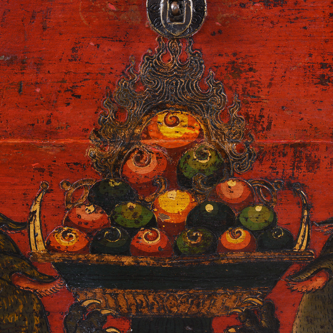 Jewels Detail From Antique Gilt Painted Tibetan Tiger Chest From Kham | Indigo Antiques