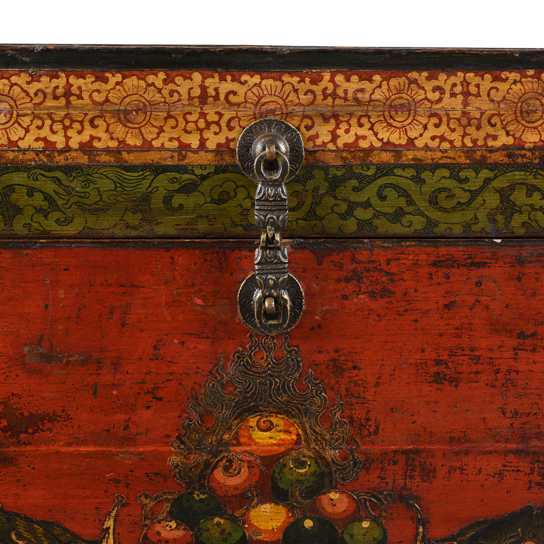 Latch Detail From Antique Gilt Painted Tibetan Tiger Chest From Kham | Indigo Antiques