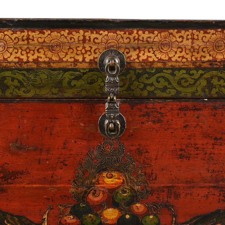 Latch Detail From Antique Gilt Painted Tibetan Tiger Chest From Kham | Indigo Antiques