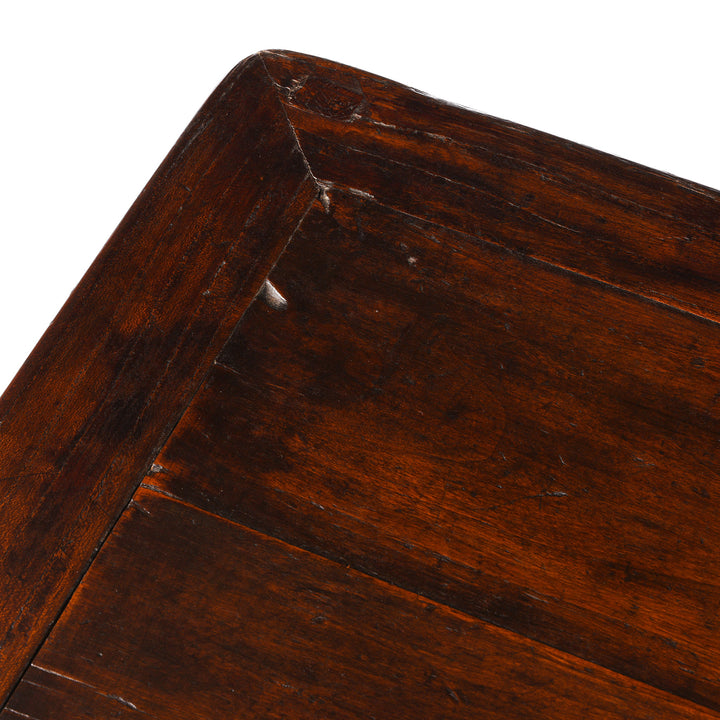 Top Corner Detail From Antique Elm Side Table From Shanxi | Indigo Antiques