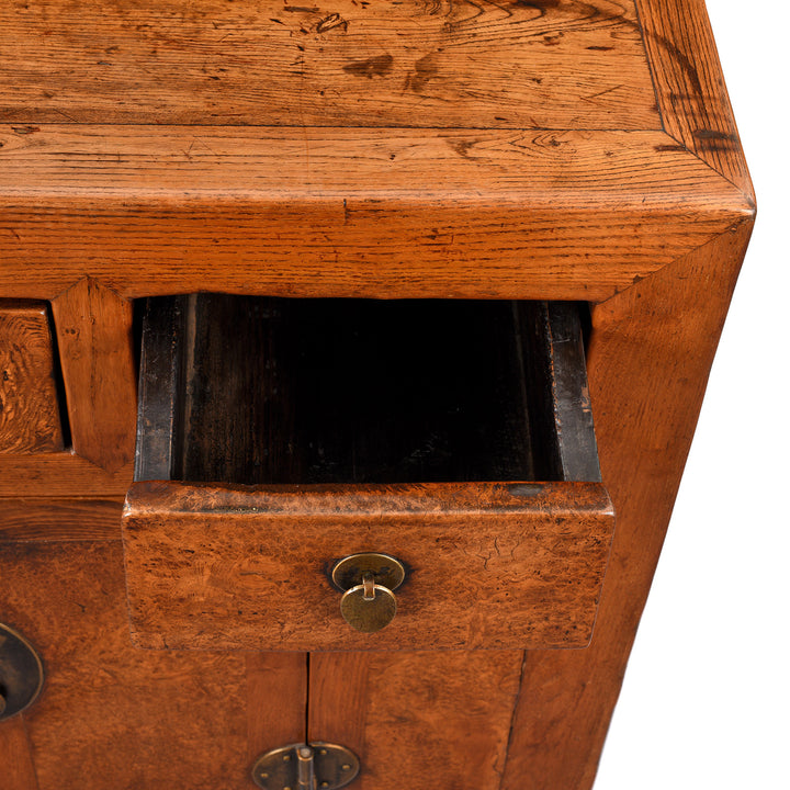 Drawer Detail From Antique Chinese Burr Elm Tianjin Sideboard | Indigo Antiques