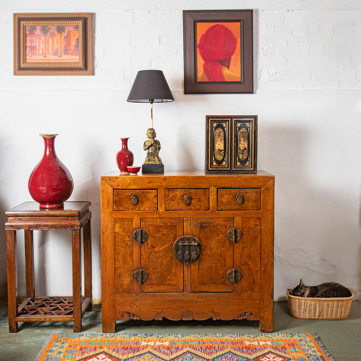 Antique Chinese Burr Elm Tianjin Sideboard | Indigo Antiques