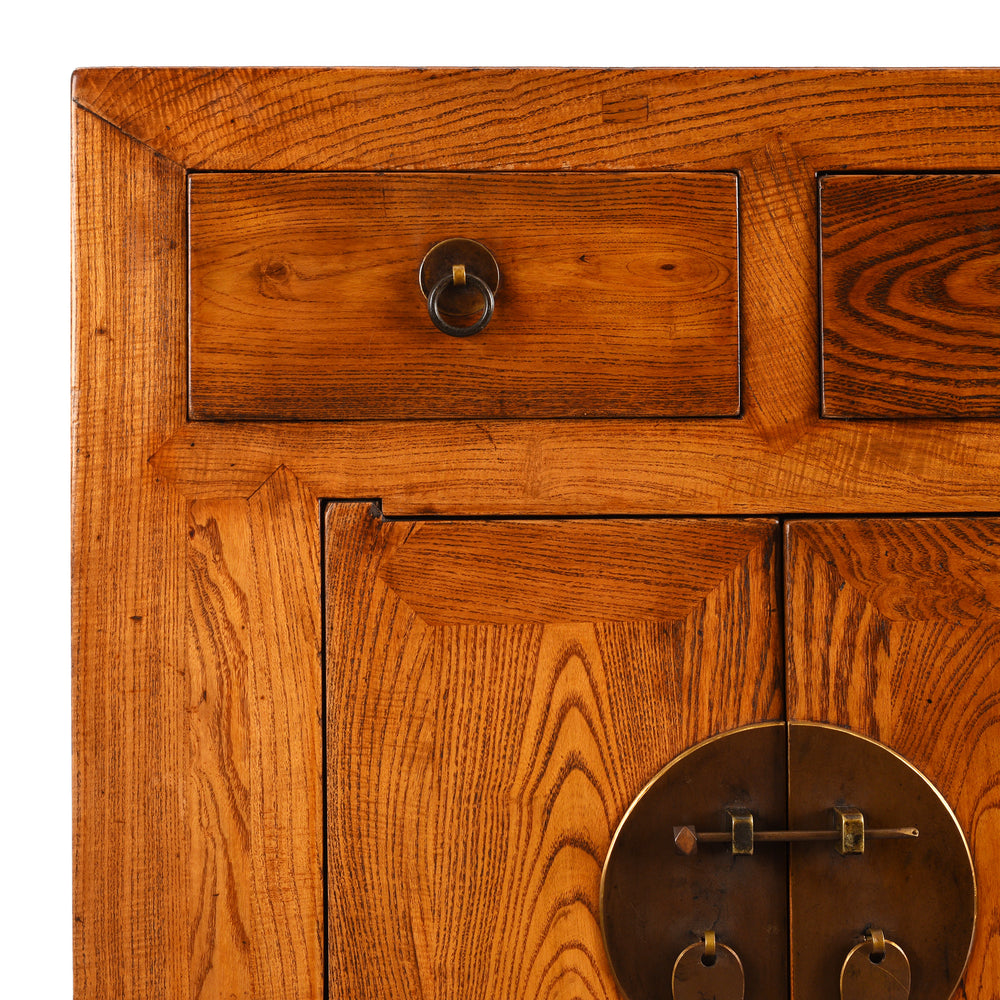Corner Detail From Antique Elm Shandong Sideboard | Indigo Antiques