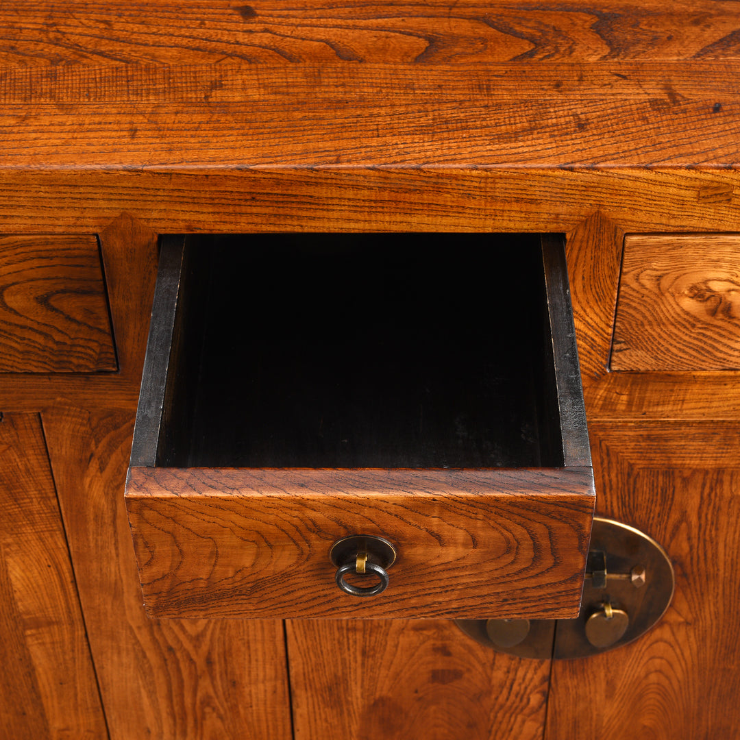 Drawer Detail From Antique Elm Shandong Sideboard | Indigo Antiques