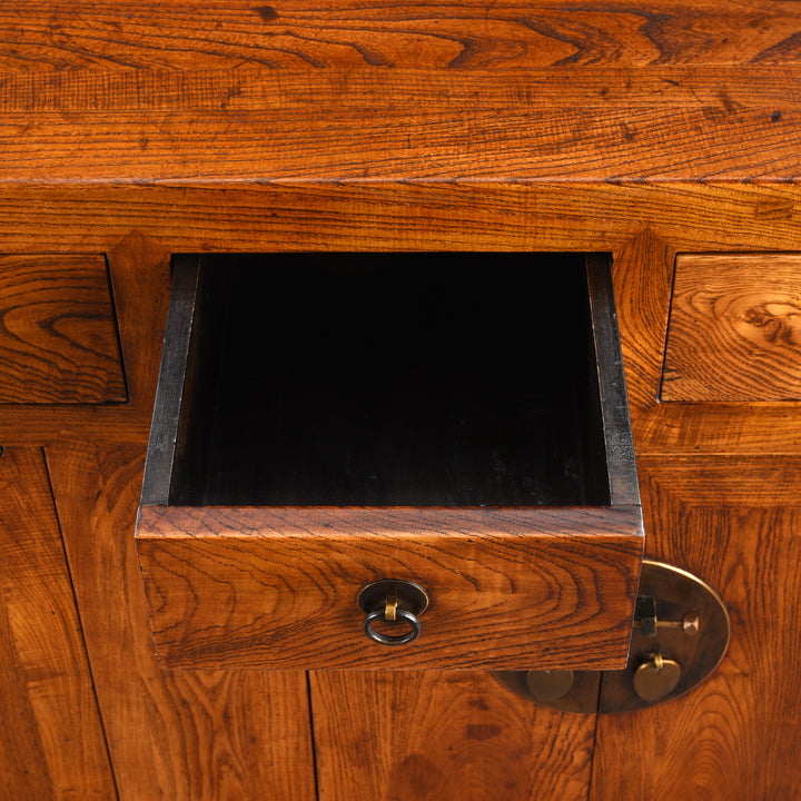 Drawer Detail From Antique Elm Shandong Sideboard | Indigo Antiques