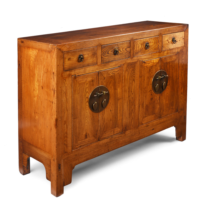 Angled View Of Antique Elm Shandong Sideboard | Indigo Antiques