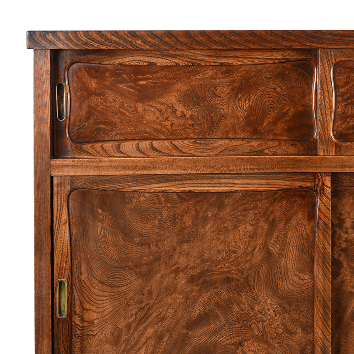 Corner Detail From Antique Japanese Burr Zelkova Choba Dansu Chest | Indigo Antiques