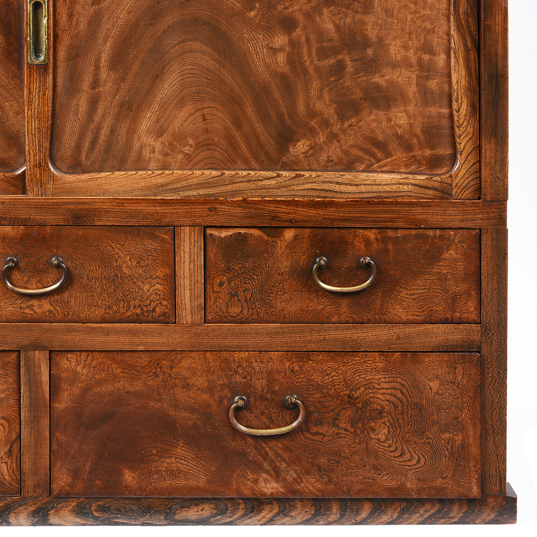 Detail From Antique Japanese Burr Zelkova Choba Dansu Chest | Indigo Antiques