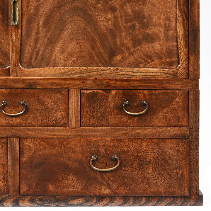Detail From Antique Japanese Burr Zelkova Choba Dansu Chest | Indigo Antiques