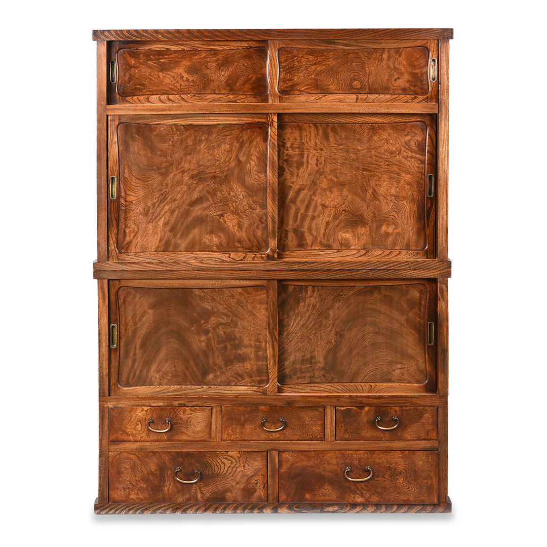 Antique Japanese Burr Zelkova Choba Dansu Chest | Indigo Antiques
