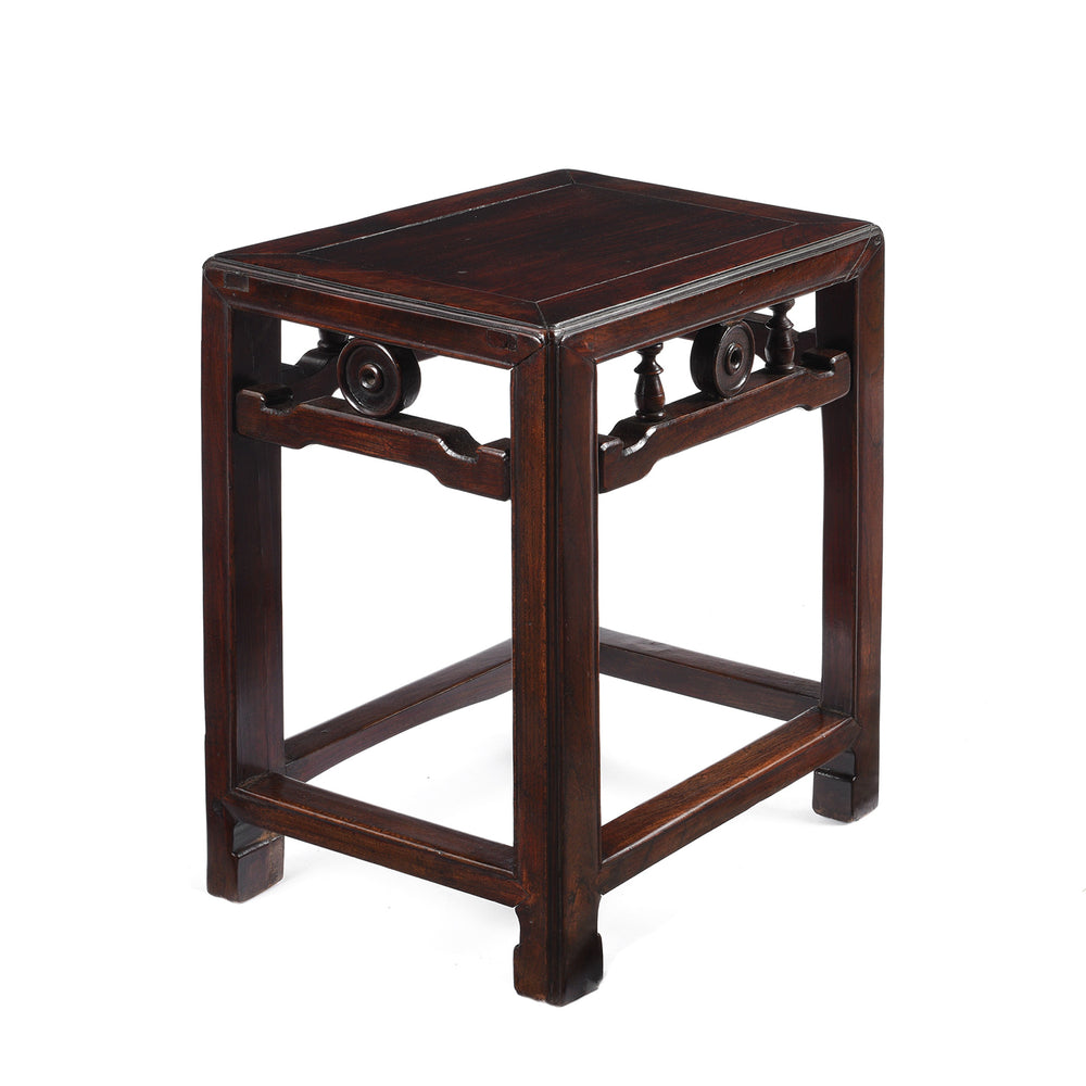 Angled VIew Of Antique Red Elm Side Table From Jiangsu | Indigo Antiques