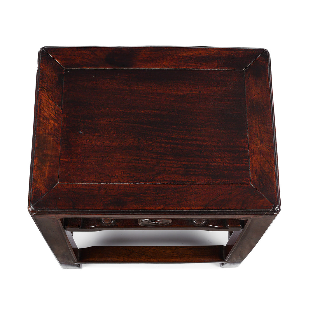 Top Down View Of Antique Red Elm Side Table From Jiangsu | Indigo Antiques