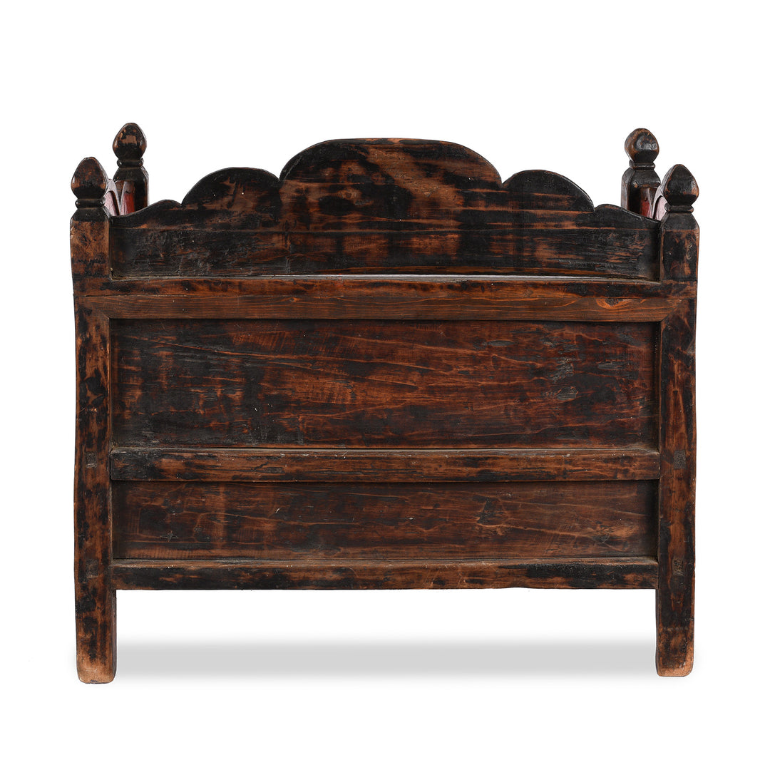 Back Of Antique Painted Tibetan Pegam Prayer Table | Indigo Antiques