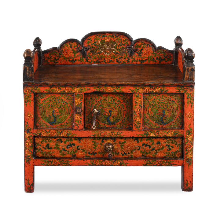 Antique Painted Pegam Prayer Table From Tibet With Original Painting | Indigo Antiques