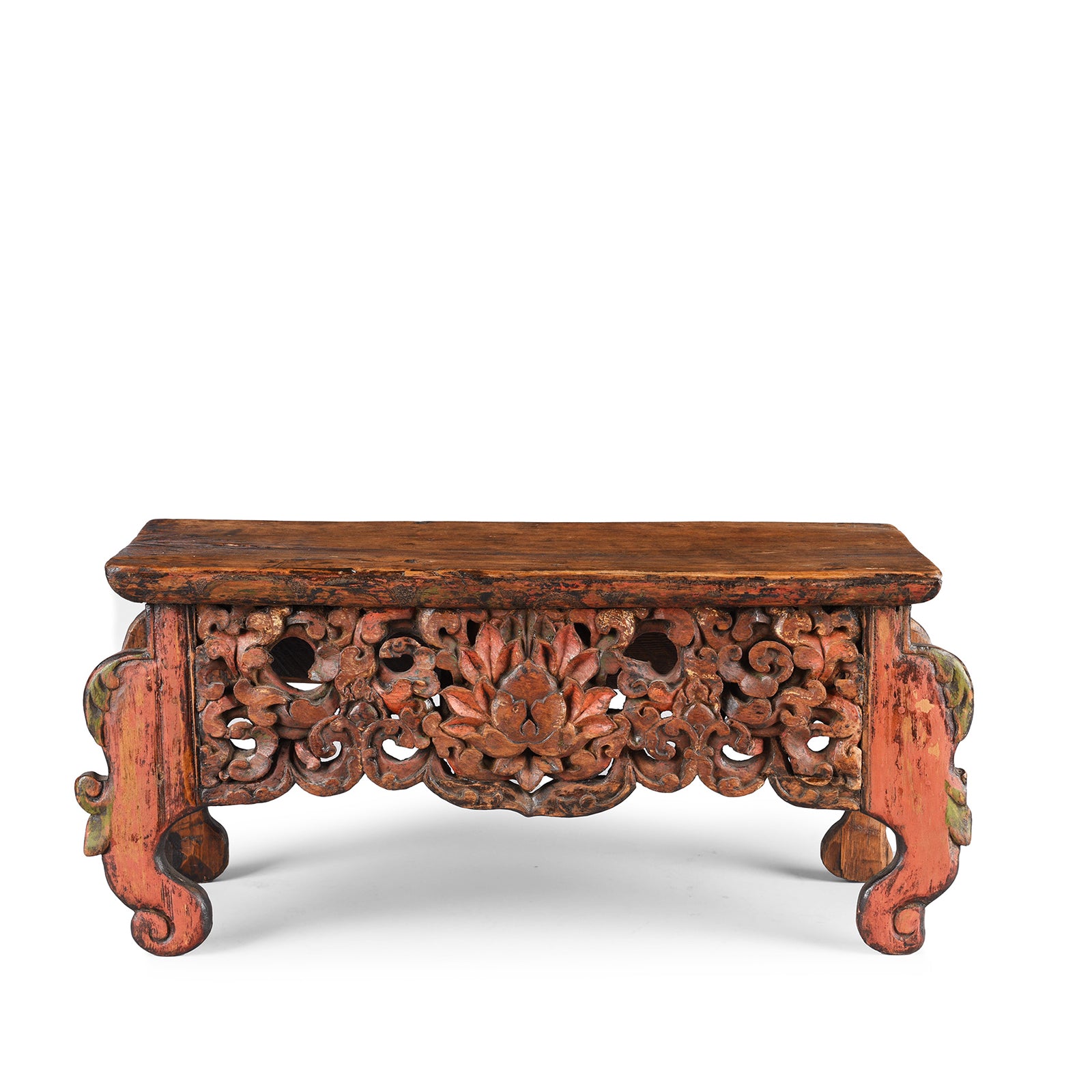 Antique Painted Floral Choksar Prayer Table from Tibet | Indigo Antiques