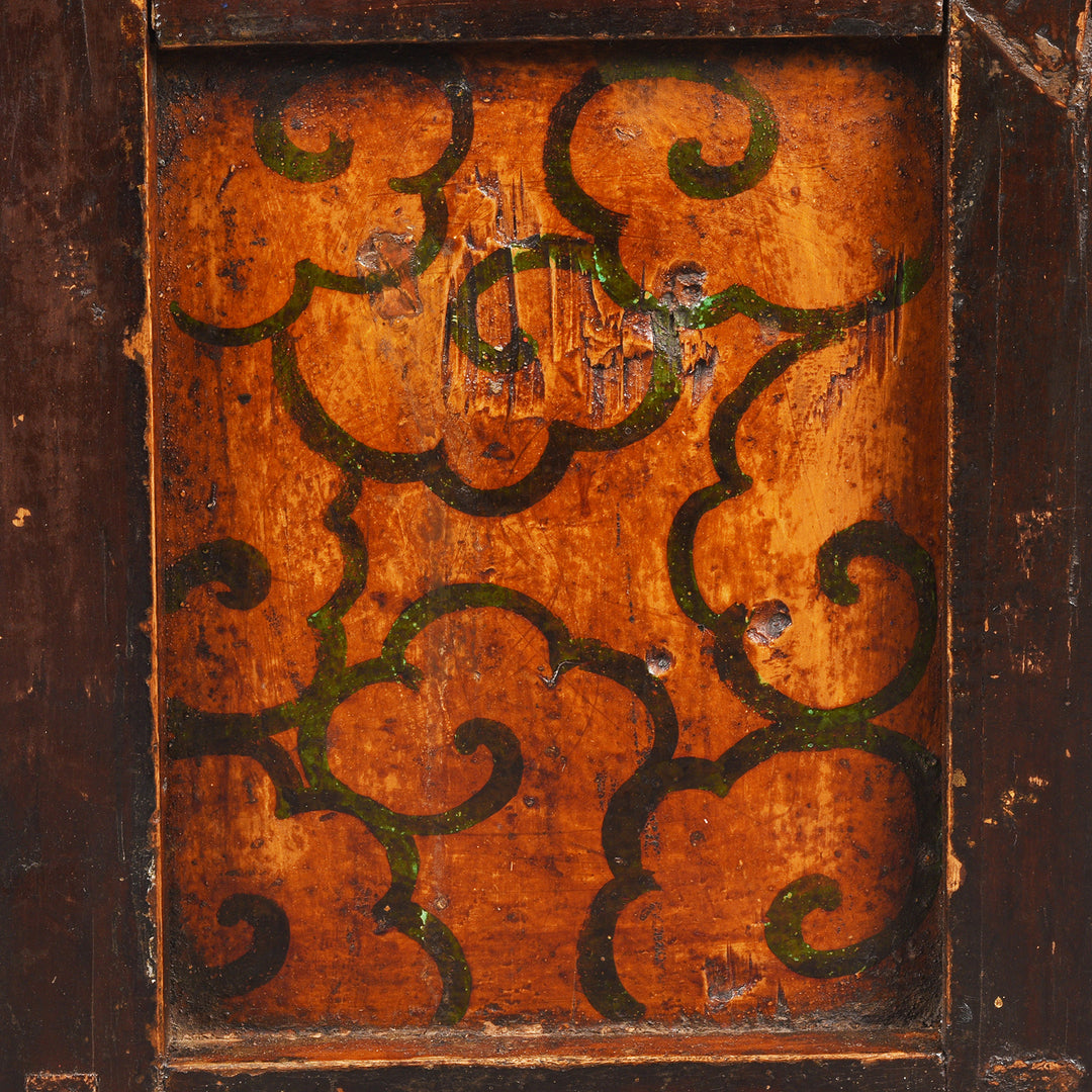 Clouds Detail From Antique Painted Tibetan Pegam Cabinet | Indigo Antiques