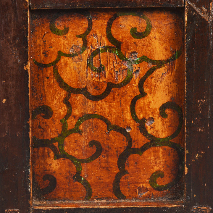 Clouds Detail From Antique Painted Tibetan Pegam Cabinet | Indigo Antiques