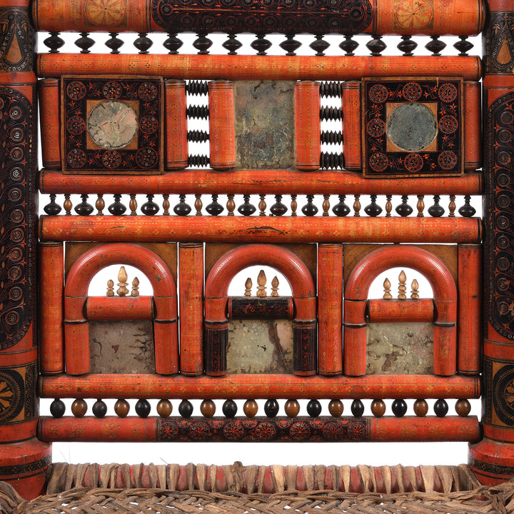 Antique Scratchwork Lacquer Pidha Chair from Chiniot, Punjab - Ca 1900| INDIGO ANTIQUES
