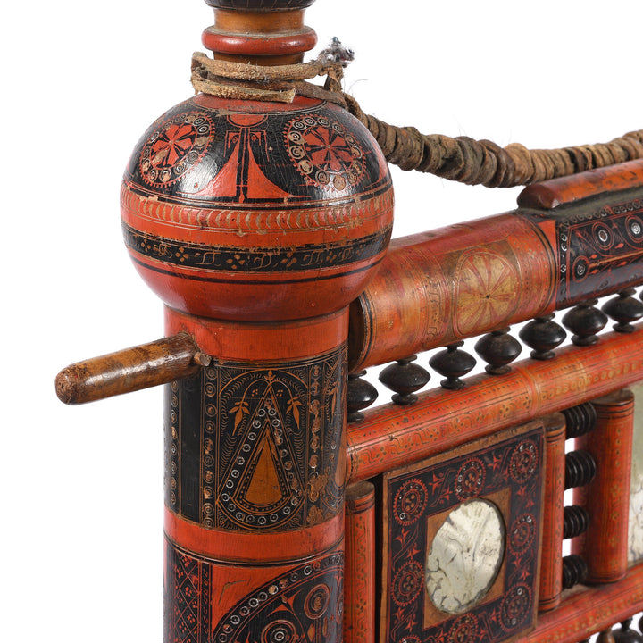 Antique Scratchwork Lacquer Pidha Chair from Chiniot, Punjab - Ca 1900| INDIGO ANTIQUES
