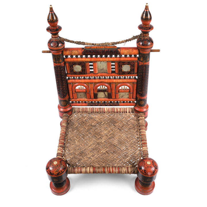 Antique Scratchwork Lacquer Pidha Chair from Chiniot, Punjab - Ca 1900| INDIGO ANTIQUES