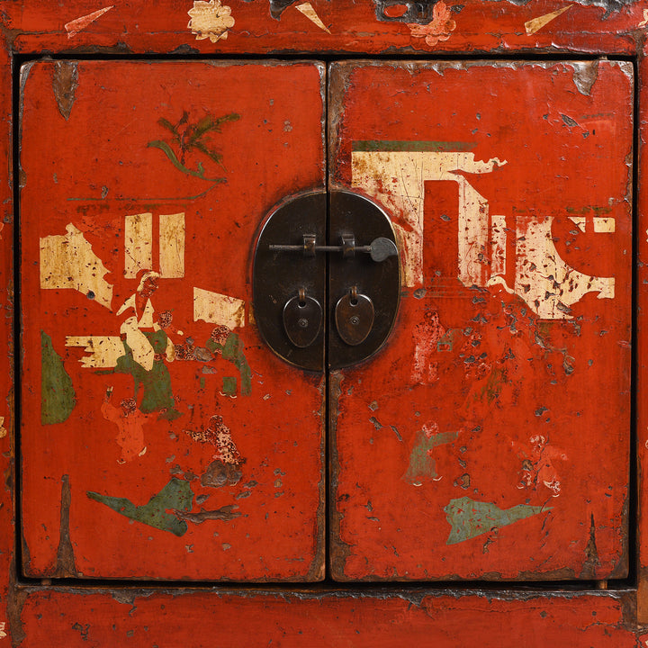 Doors Detail From Antique Red Lacquer Sideboard From Shanxi | Indigo Antiques
