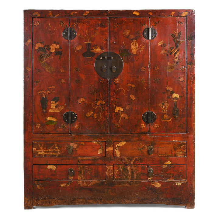 Antique Gilt Chinese Painted Cabinet From Gansu | Indigo Antiques