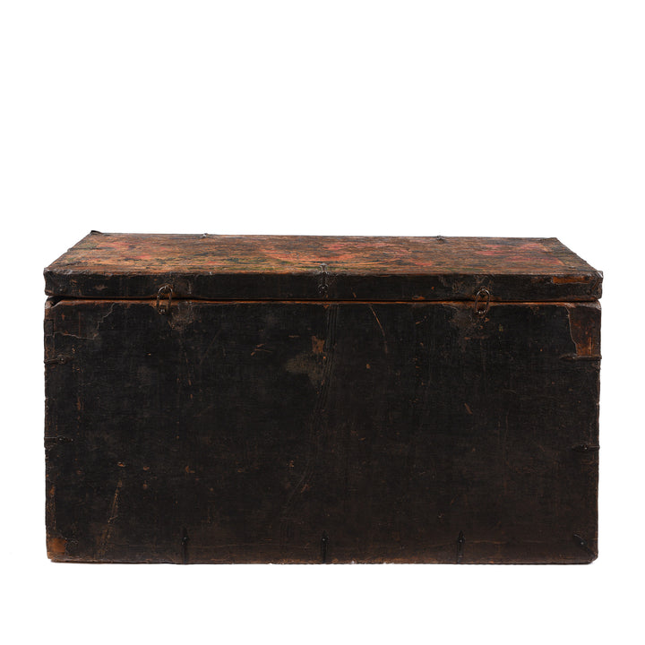 Back of Antique Painted Tibetan 'Flaming Lotus' Storage Chest | Indigo Antiques