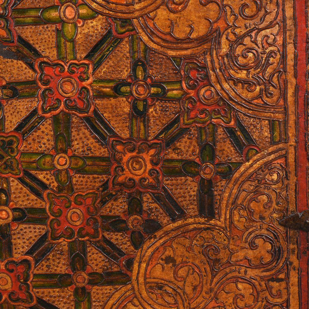 Paintwork Detail From Antique Painted Tibetan 'Flaming Lotus' Storage Chest | Indigo Antiques