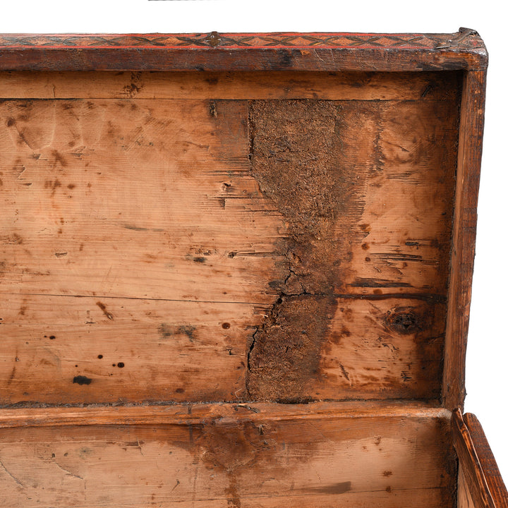 Detail From Interior Of Antique Painted Tibetan 'Flaming Lotus' Storage Chest | Indigo Antiques