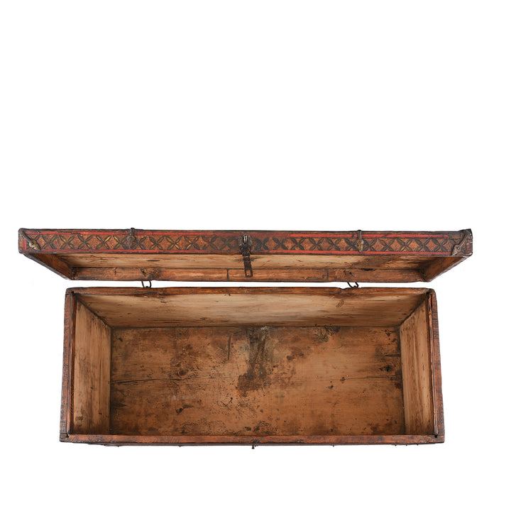 Interior Of Antique Painted Tibetan 'Flaming Lotus' Storage Chest | Indigo Antiques