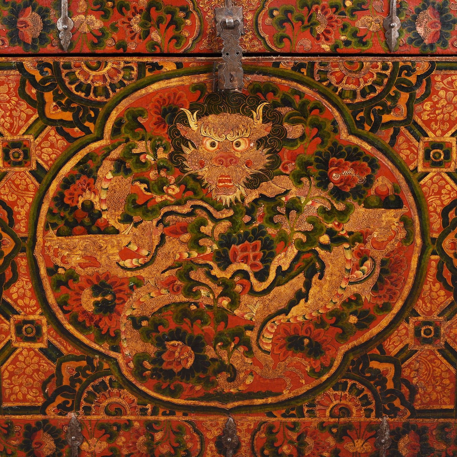 Old Painted Tibetan 'Dragon' Storage Chest | Indigo Antiques