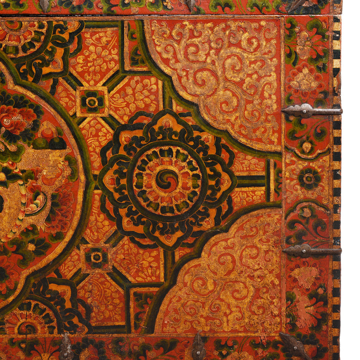 Detail From Old Painted Tibetan 'Dragon' Storage Chest | Indigo Antiques