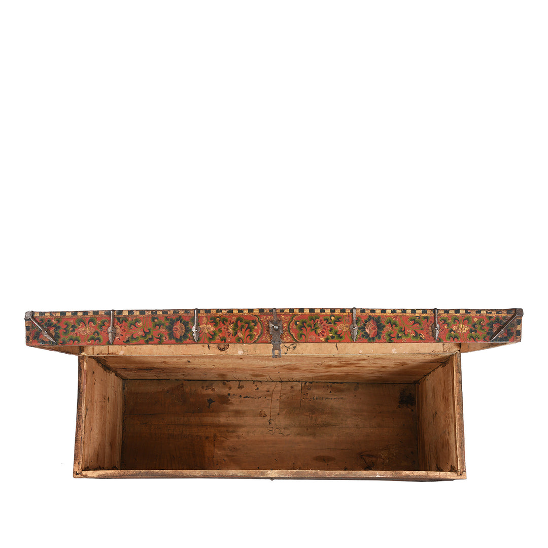 Interior Of Old Painted Tibetan 'Dragon' Storage Chest | Indigo Antiques