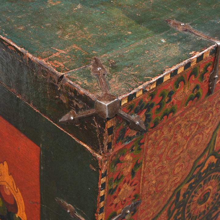 Detail From Old Painted Tibetan 'Dragon' Storage Chest | Indigo Antiques