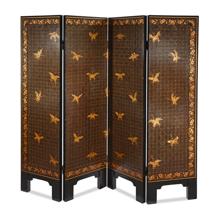 Back Of Vintage Chinese Export Black Lacquer Screen  | Indigo Antiques